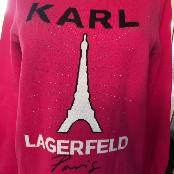 Karl Lagerfeld Paris Hot Pink Eiffel Tower Sweater – Size M - Picture 4 of 9